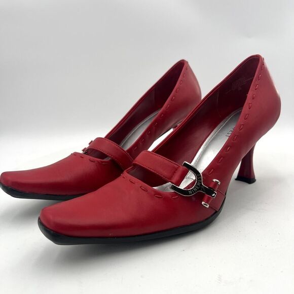 Nine West CosaBella Pumps Red With Designer Heels Size 8 D 78 - Picture 3 of 12